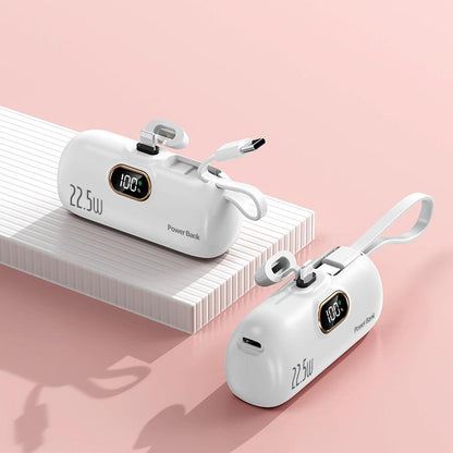 5000Mah Mini Portable Charger Power Bank, 22.5W Fast Charger with 3-Output and LED Display