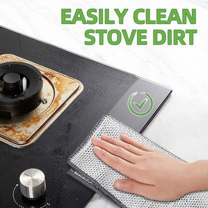 10 Counts Dishwashing Rags, Multipurpose Non-Scratch Wire Cloths for Wet and Dry Use, Reusable Kitchen Cleaning Cloths, Silver Removable, Washable