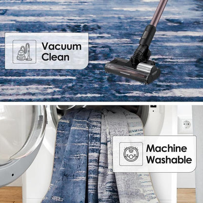 Washable Area Rug, Area Rug for Living Room, Soft Area Rug for Bedroom, Abstract Design, Stain Resistant Rugs, TPR Anti-Slip Backing, Non Shedding, Blue Area Rug