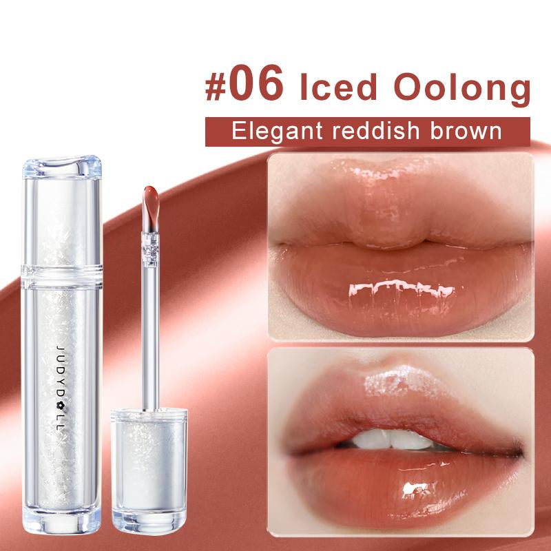 Judydoll Ice Watery Lip Gloss, Mirror Lip Glaze, Glossy Lip Stain, Transfer-Proof, Metal Applicator, Waterproof, Long-Lasting, Moisturizing, Liquid Lipsticks, Plumping, Not Easy to Fade, Makeup, Cosmetic, Mothers Day Gift