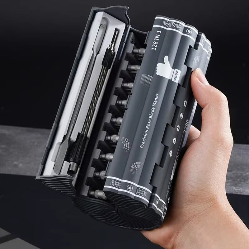 128 in 1 Multi Functional Screwdriver Set Portable Precision Hand Screw Drivers Kit Extended S2 Folding Home Phone Repair Tools