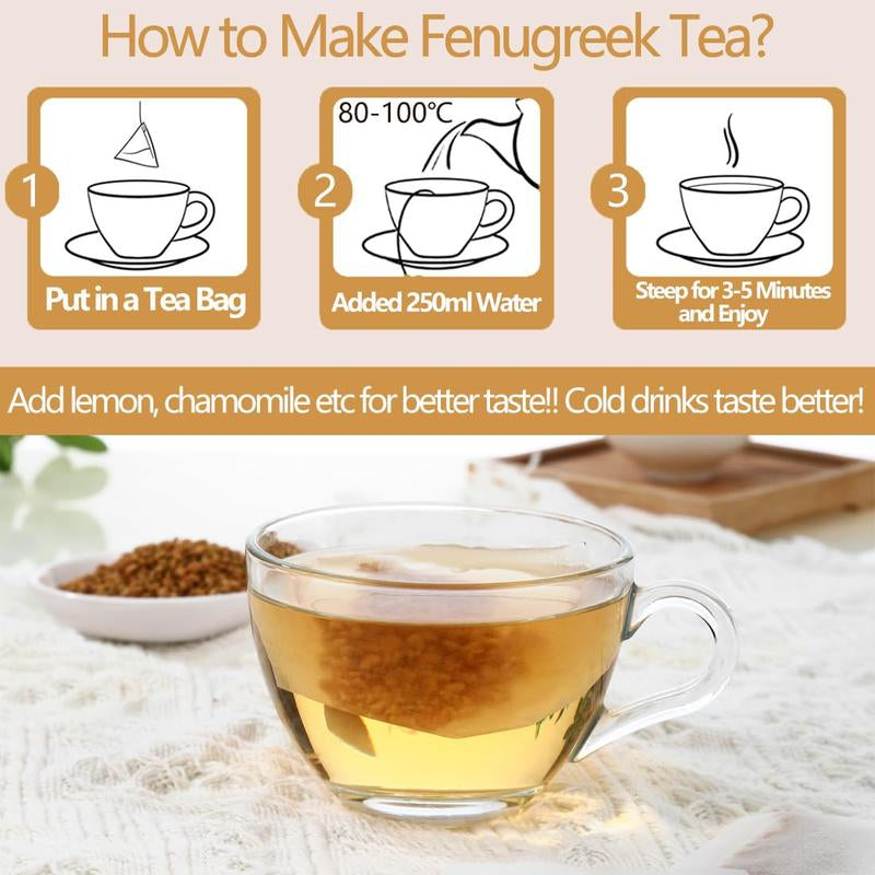 60Bags Fenugreek Tea Bags Natural Fenugreek Methi Fenogreco Seeds No Additives & Caffeine Free Herbal Tea