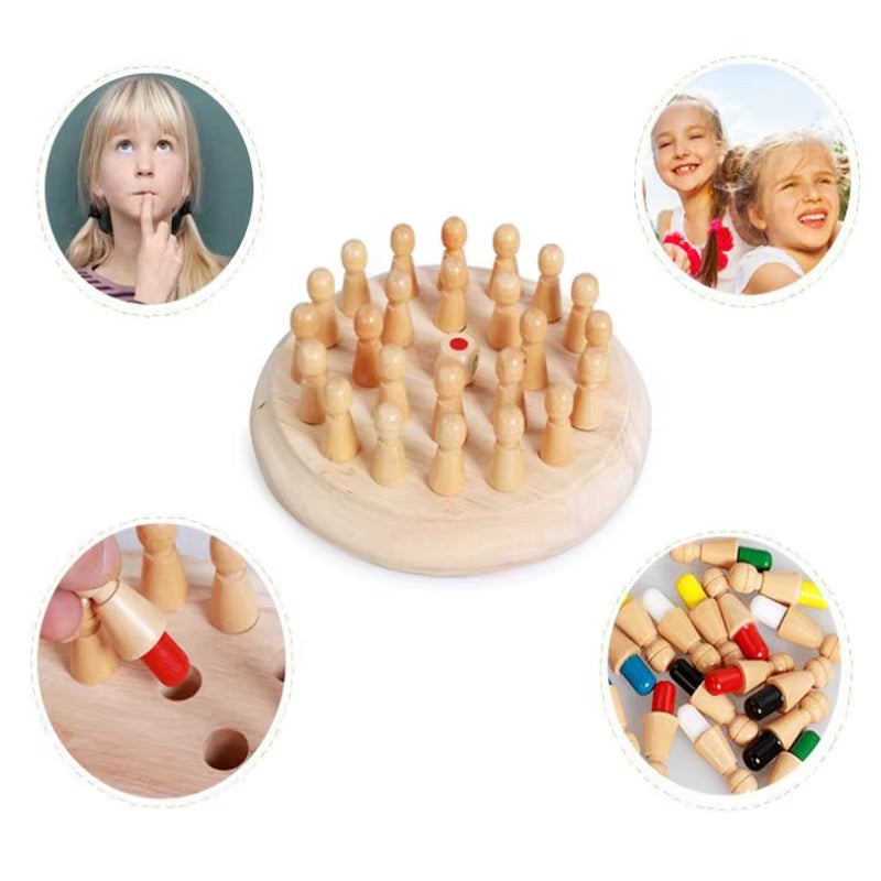Wooden Memory Match Stick Chess Color Game Board Puzzles Montessori Educational Toy Cognitive Ability Learning Toys for Children