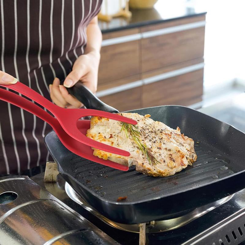 2-In-1 Silicone Turner and Spatula Tong-Eggflipper, Versatile Kitchen Cooking Tool for Eggs,Pancakes, French Toast & Omelets-Kitchenutensils