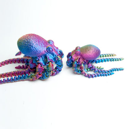 2Pcs 3D Printed Octopus Model Toys, Flexible Joint Animal Doll Statues, Home and Office Desk Decorations, Holiday Surprise Gifts Ornaments Rgb