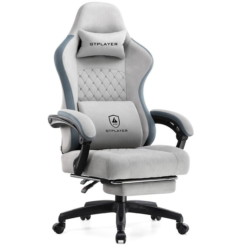 GTPLAYER Gaming Chair, Technical Fabric Office Chair with Pocket Spring Cushion, Linkage Armrests and Footrest, High Back Ergonomic Chair, Adjustable Comfortable Modern