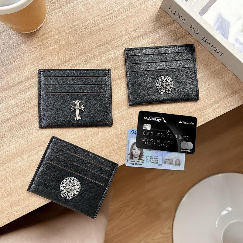 【Free-Ship】Cross Heart Card Holder, Cowhide Leather Card Holder, Cross Logo Wallet, Gothic Cross Chrome Cross Leather Card Holder Pattern, Cowhide Leather Cross, Gift for Boyfriend, Dad, Husband, Birthday Gift Idea