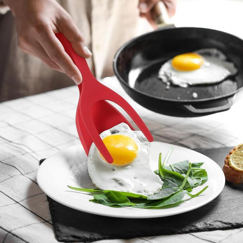 2-In-1 Silicone Turner and Spatula Tong-Eggflipper, Versatile Kitchen Cooking Tool for Eggs,Pancakes, French Toast & Omelets-Kitchenutensils