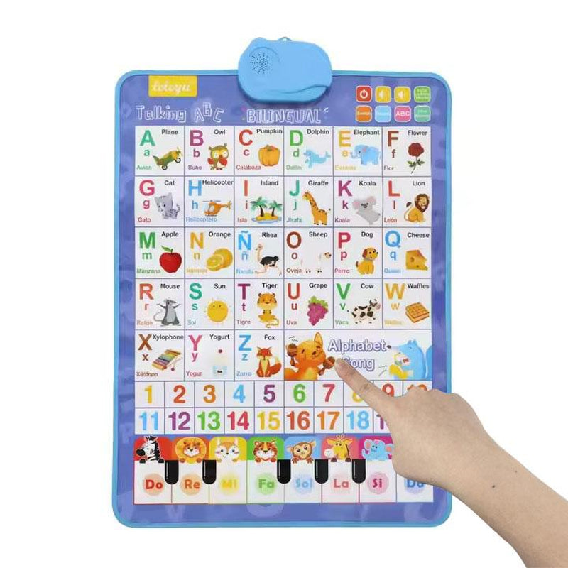 Kids' English-Spanish Alphabet Poster - Fun Bilingual Learning for ABC & Basic Vocabulary with Number Chart, Perfect for Early Education Educational Language Learning Toy