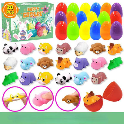20Pcs Prefilled Easter Eggs Toys and Stickers for Easter Egg Hunt, Filled with Toys Party Favors for Kids Boys Girls Easter Eggs Hunt, Basket Stuffers Fillers, Classroom Prize Supplies Springtok