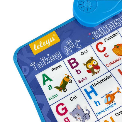 Kids' English-Spanish Alphabet Poster - Fun Bilingual Learning for ABC & Basic Vocabulary with Number Chart, Perfect for Early Education Educational Language Learning Toy