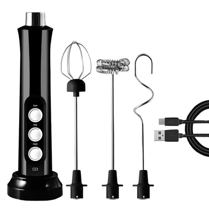 3 in 1 Portable Rechargeable Electric Milk Frother, Handheld High Speed Beverage Mixer, Coffee Frothing Stick, Kitchen Appliances for Home Use