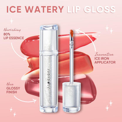 Judydoll Ice Watery Lip Gloss, Mirror Lip Glaze, Glossy Lip Stain, Transfer-Proof, Metal Applicator, Waterproof, Long-Lasting, Moisturizing, Liquid Lipsticks, Plumping, Not Easy to Fade, Makeup, Cosmetic, Mothers Day Gift