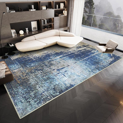 Washable Area Rug, Area Rug for Living Room, Soft Area Rug for Bedroom, Abstract Design, Stain Resistant Rugs, TPR Anti-Slip Backing, Non Shedding, Blue Area Rug