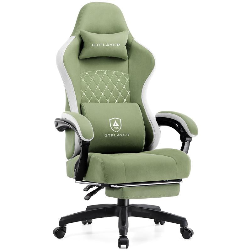 GTPLAYER Gaming Chair, Technical Fabric Office Chair with Pocket Spring Cushion, Linkage Armrests and Footrest, High Back Ergonomic Chair, Adjustable Comfortable Modern