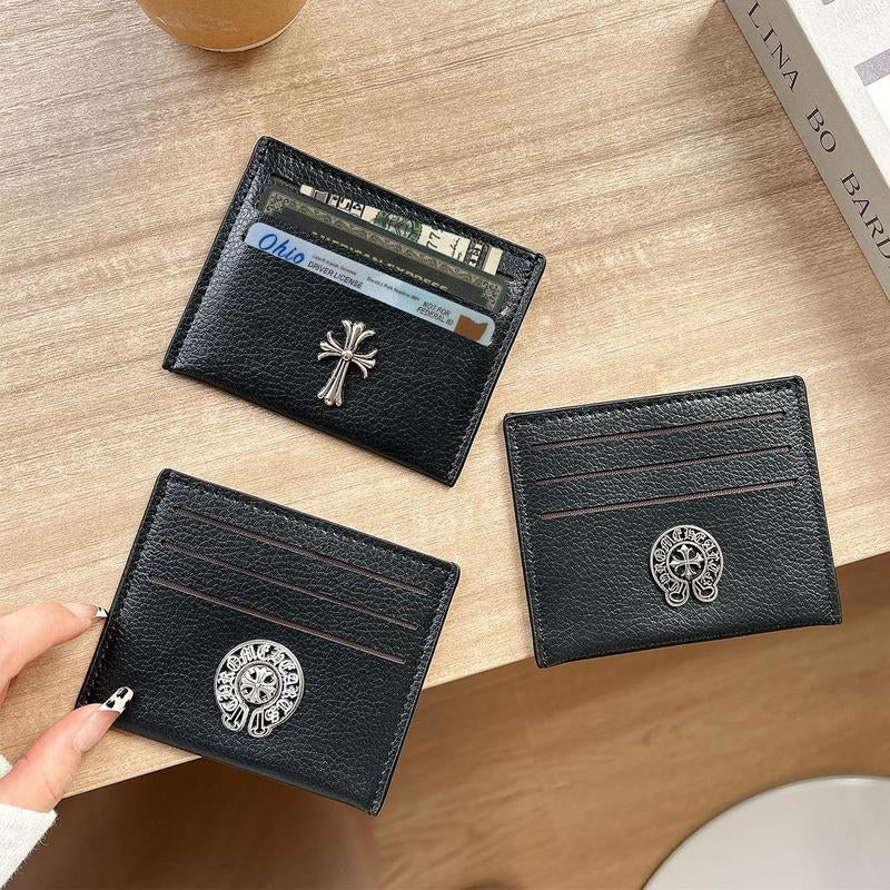 【Free-Ship】Cross Heart Card Holder, Cowhide Leather Card Holder, Cross Logo Wallet, Gothic Cross Chrome Cross Leather Card Holder Pattern, Cowhide Leather Cross, Gift for Boyfriend, Dad, Husband, Birthday Gift Idea