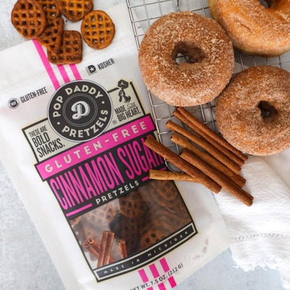 Pop Daddy NEW Gluten Free Pretzels - 6 Pack | Cinnamon Sugar | Tomato Basil | 7.5Oz Snack Crunchy Crispy