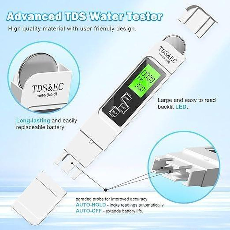 2025 Upgraded 4-In-1 Digital TDS Meter – Accurate TDS, EC & Temperature Tester (°C/°F) | 0-9990 Ppm Range | Water Quality Tester for Drinking Water, RO Systems, Aquariums & Pools