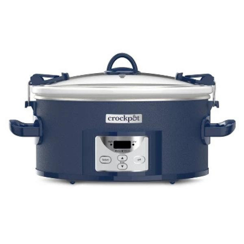 Crock-Pot 7Qt Cook & Carry One Touch Programmable Slow Cooker Poseidon Blue: Locking Lid, Dishwasher-Safe Parts