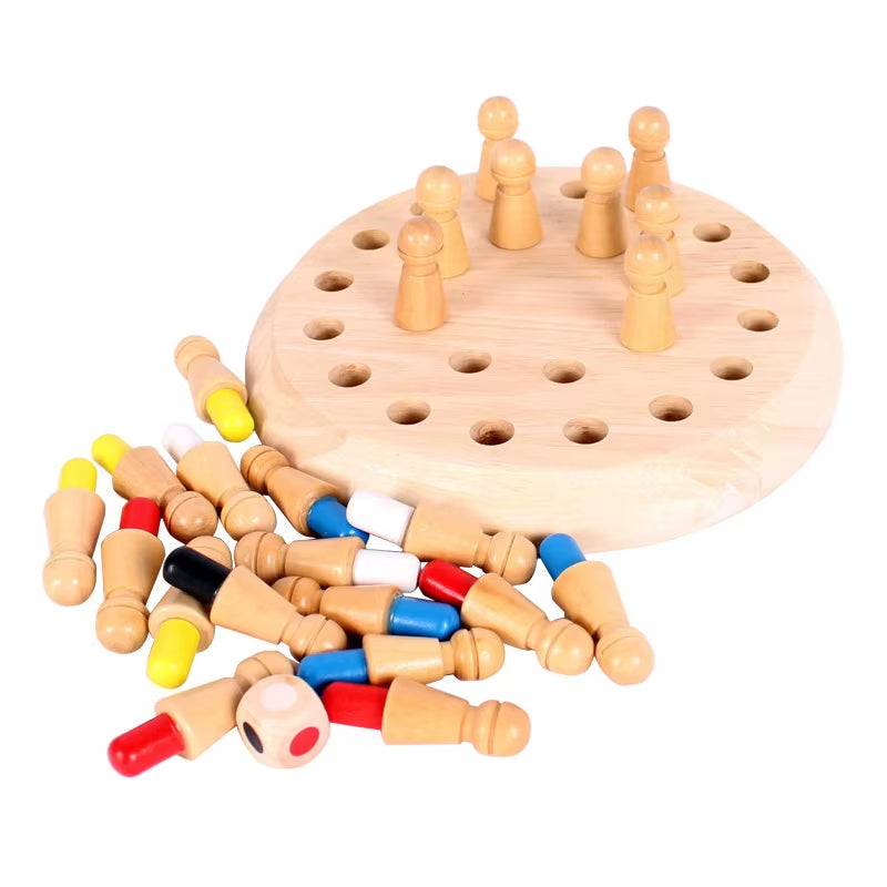 Wooden Memory Match Stick Chess Color Game Board Puzzles Montessori Educational Toy Cognitive Ability Learning Toys for Children