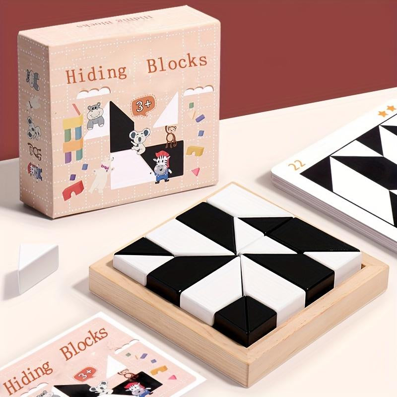 Wooden Hidden Building Blocks Brain Burning Intelligence Development Toy, Thinking Logic Space Imagination Ability Training Teaching Tools, Preschool Teaching Tools