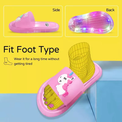Children‘S Boys Girls Slippers Cartoon Unicorn Animals Prints Shoes Lighted Fashion Cute Shoes Bathroom Kids Toddler Slippers