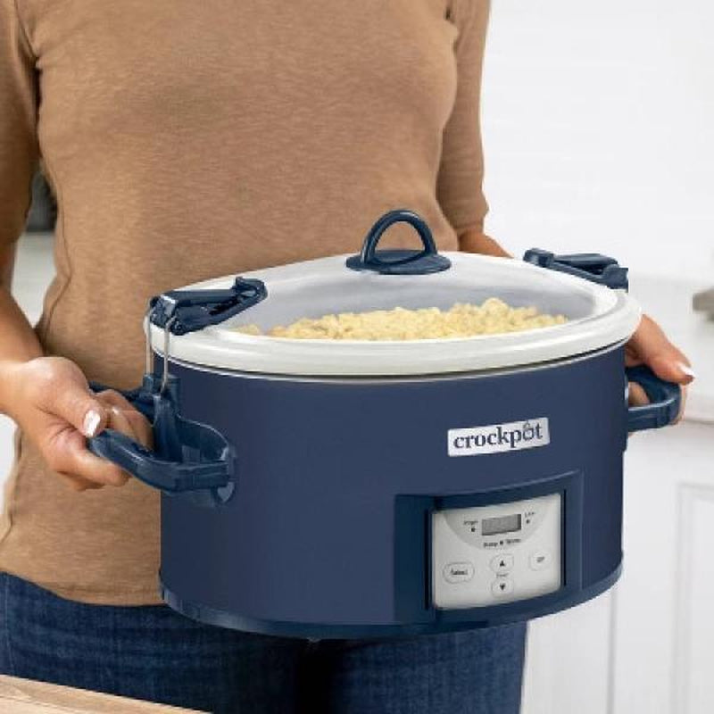 Crock-Pot 7Qt Cook & Carry One Touch Programmable Slow Cooker Poseidon Blue: Locking Lid, Dishwasher-Safe Parts