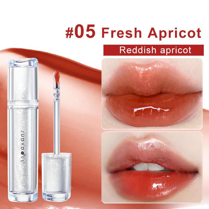 Judydoll Ice Watery Lip Gloss, Mirror Lip Glaze, Glossy Lip Stain, Transfer-Proof, Metal Applicator, Waterproof, Long-Lasting, Moisturizing, Liquid Lipsticks, Plumping, Not Easy to Fade, Makeup, Cosmetic, Mothers Day Gift