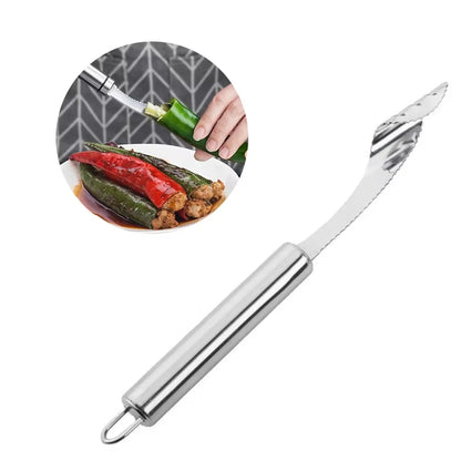 1Pcs Vegetable Fruit Coring Tool Pepper Tomato Slicer Edge Rotating Cutter Corers Seed Remover Stainless Steel Kitchen Gadgets