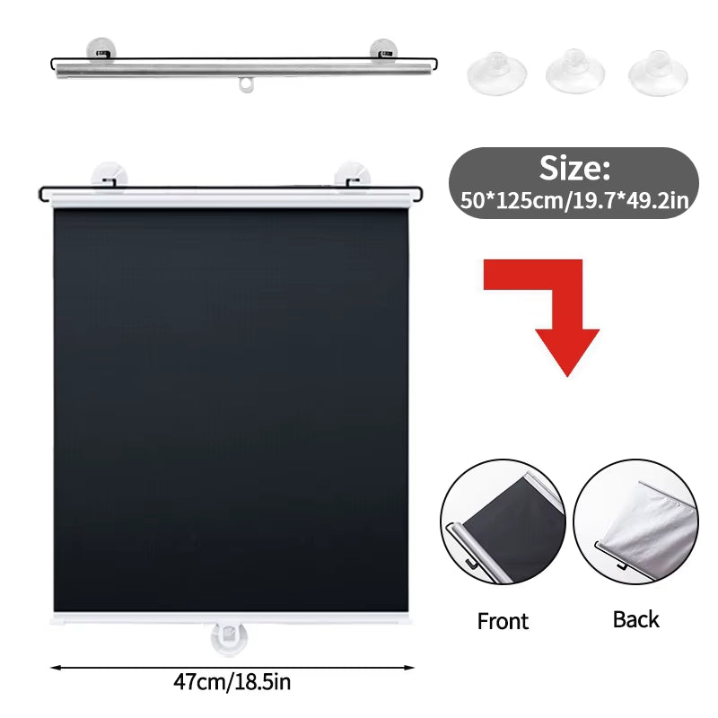 Retractable Sunshade Roller Curtain Car Sunshade Bedroom Kitchen Sun Protection Curtain Thermal Insulation Shutter Shade Curtain