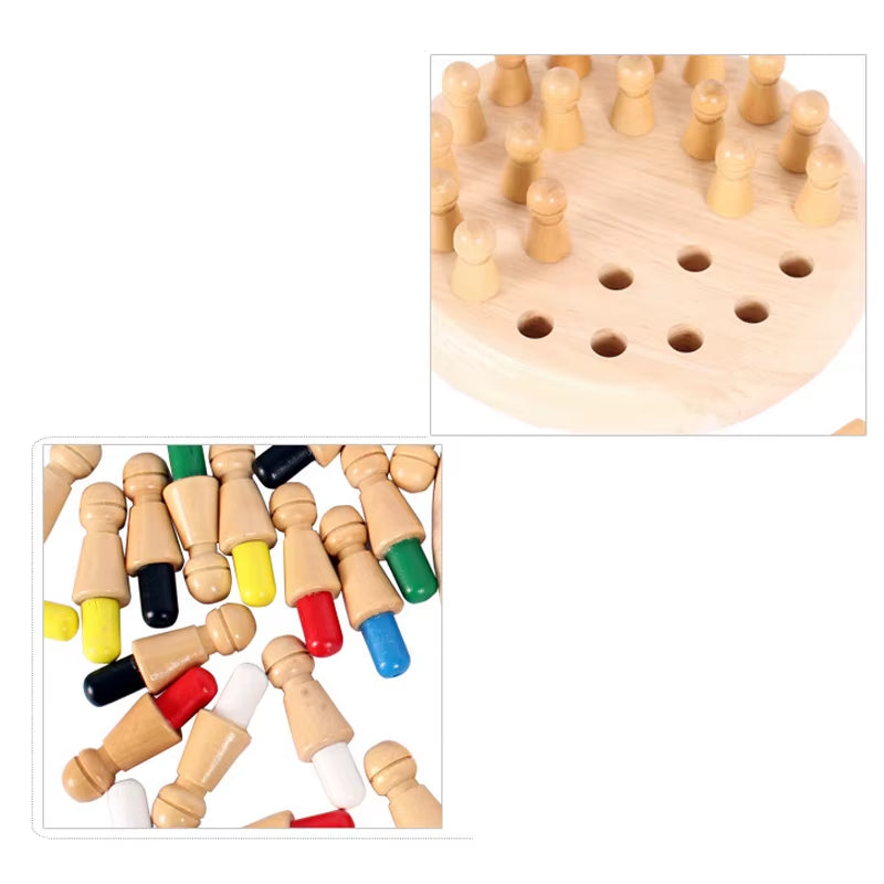 Wooden Memory Match Stick Chess Color Game Board Puzzles Montessori Educational Toy Cognitive Ability Learning Toys for Children