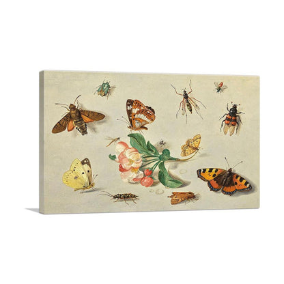 Butterflies Moths a Dragonfly and Insects with a Spring of Apple Blossoms