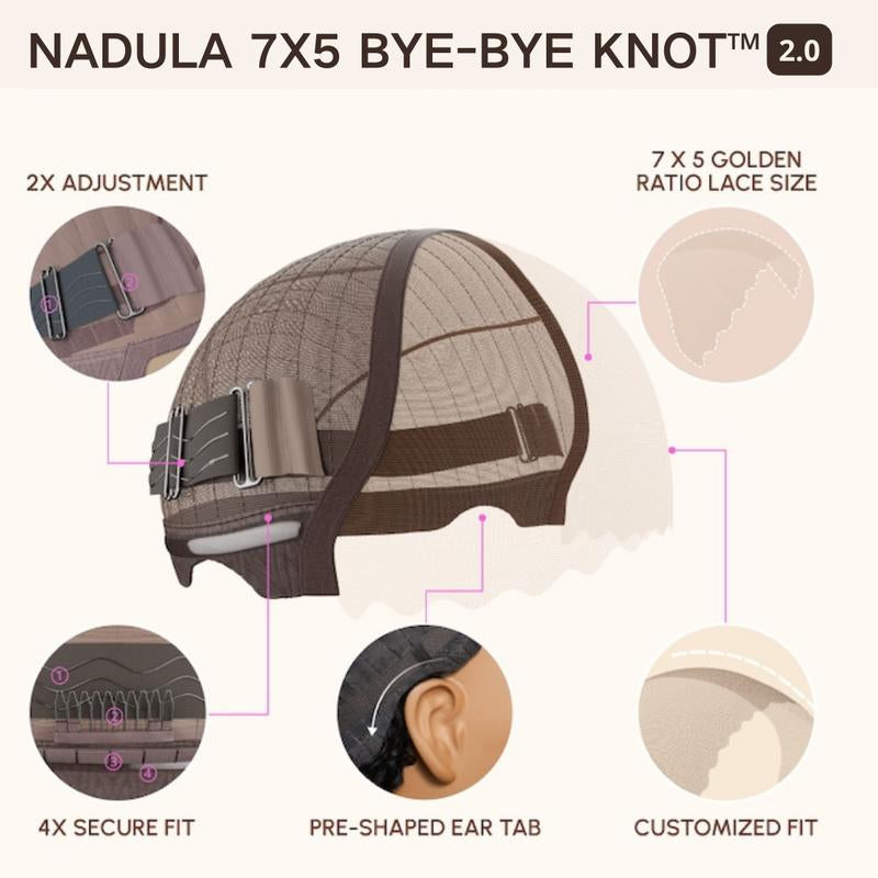 Nadula Highlight Balayage Body Wave Wig 7X5 Lace Human Hair Easy to Wear Water Wave, Glueless, Natural Scalp Put on and Go Time Saver