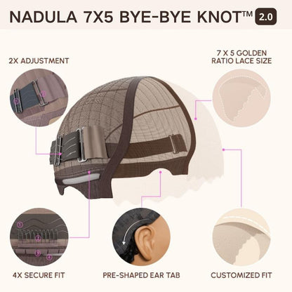 Nadula Highlight Balayage Body Wave Wig 7X5 Lace Human Hair Easy to Wear Water Wave, Glueless, Natural Scalp Put on and Go Time Saver