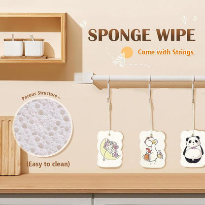 9 Pack Cartoon Dish Sponges for Washing, Eco Friendly Heavy Duty Kitchen Sponges, Compressed Non-Scratch Scrub with Ropes for Household, Cookware, Bathroom, Car Wash Sponge Funny Cut-Outs for Kids