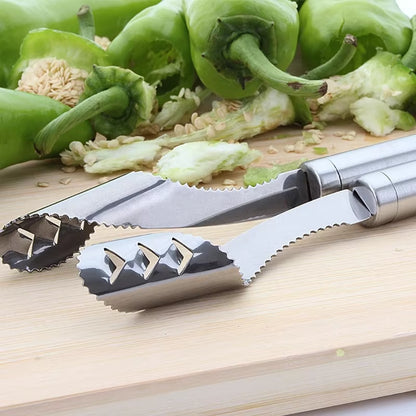 1Pcs Vegetable Fruit Coring Tool Pepper Tomato Slicer Edge Rotating Cutter Corers Seed Remover Stainless Steel Kitchen Gadgets