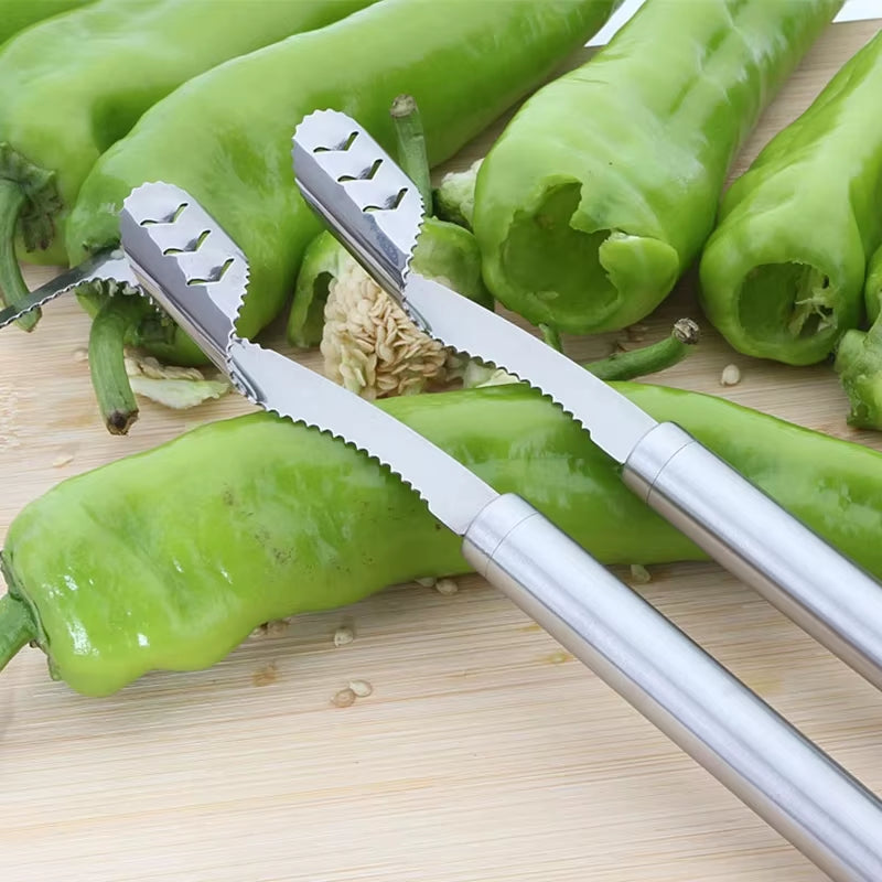 1Pcs Vegetable Fruit Coring Tool Pepper Tomato Slicer Edge Rotating Cutter Corers Seed Remover Stainless Steel Kitchen Gadgets