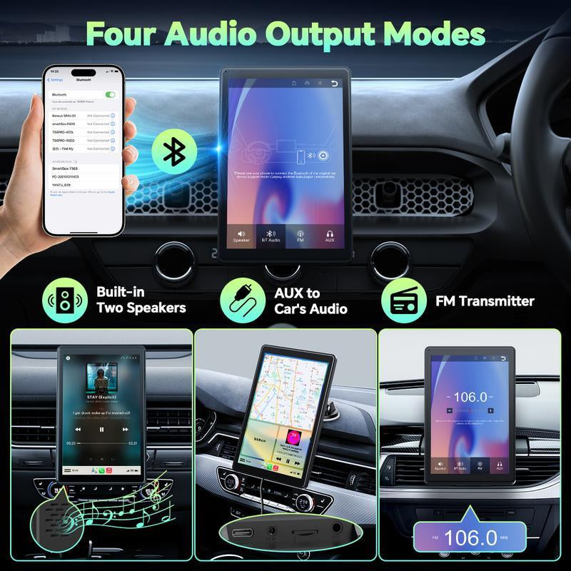 New 8.1-Inch Portable Carplay and Android Auto In- Smart Display, Audio Receiver, with Mirror Link, Bluetooth Connection, Voice Control, and GPS Navigation Supporting . Gifts for Men, Wireless Car Tablet Radio Ultimate Portable Car Play Adapter