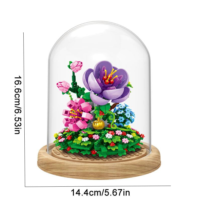 Bonsai Building Block Set - 602 Pcs Violet Building Blocks with Simulated Violet Flower, Includes Exquisite Gift Box for Home Decoration