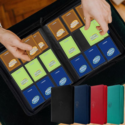 9-Pocket PU Cover Zipper Trading Card Collection Album - Sturdy 360 Side-Loading Binder for MTG, TCG, Sports Cards (Pink)