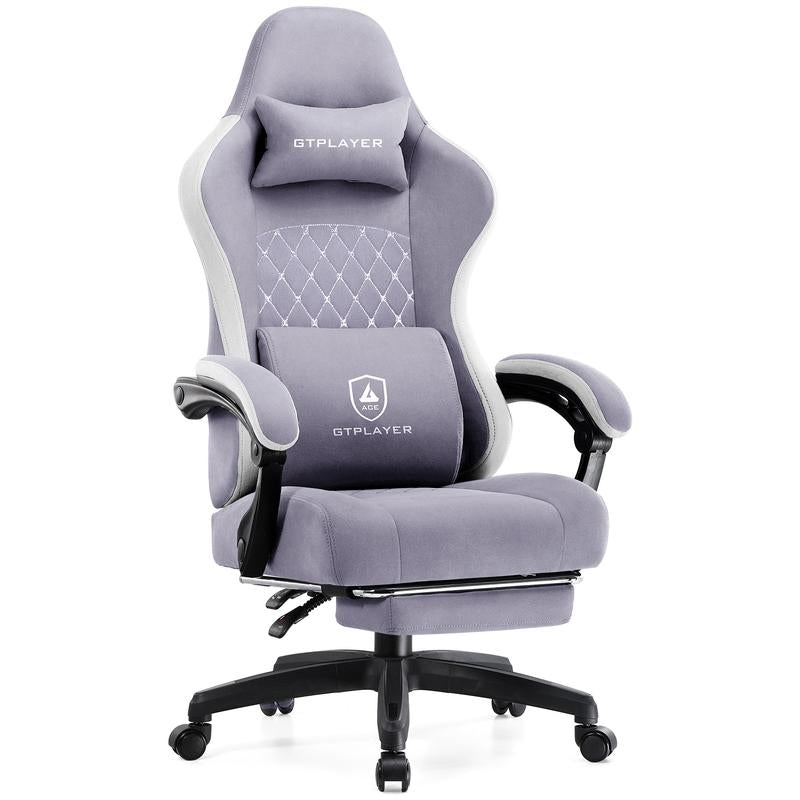 GTPLAYER Gaming Chair, Technical Fabric Office Chair with Pocket Spring Cushion, Linkage Armrests and Footrest, High Back Ergonomic Chair, Adjustable Comfortable Modern