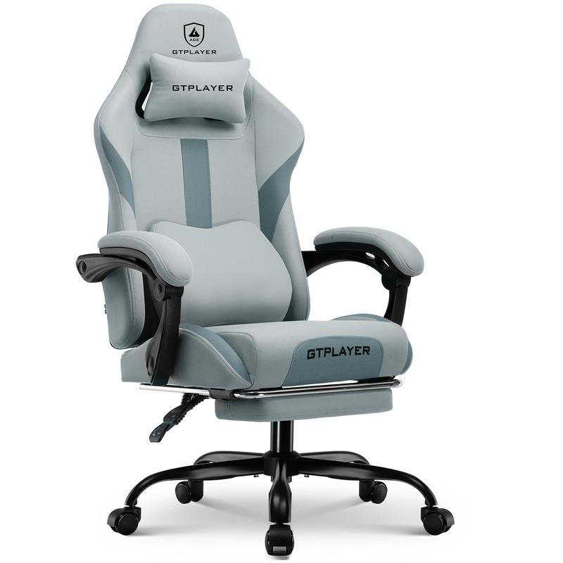 GTPLAYER Gaming Chair, Technical Fabric Office Chair with Pocket Spring Cushion, Linkage Armrests and Footrest, High Back Ergonomic Chair, Adjustable Comfortable Modern