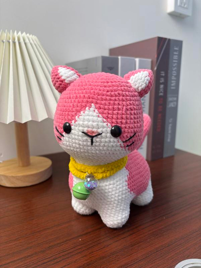 Amigurumi Cat Crochet Create Adorable Cat Toys with Yarn for Crafting Projects Gift Present Super Cute Yellow Blue Pink