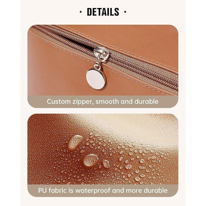 Travel Makeup Bag, Large Capacity Cosmetic Bags for Women, Waterproof Portable Pouch Open Flat Toiletry Bag Make up Organizer with Divider and Handle