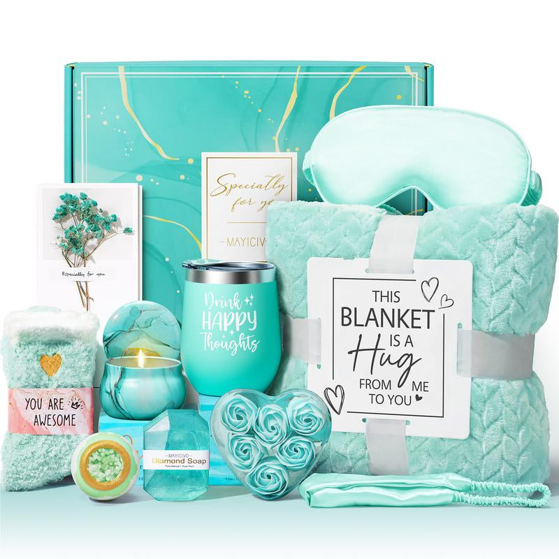 Mayicivo Mother'S Day Gifts Birthday Gifts for Women Self Care Gifts Get Well Soon Gifts Relaxing Spa Gifts Care Package Unique Anniversary Gifts Basket Kit with Flannel Blanket for Mother Wife Bset Friend Sister Her