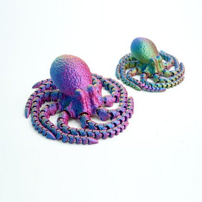 2Pcs 3D Printed Octopus Model Toys, Flexible Joint Animal Doll Statues, Home and Office Desk Decorations, Holiday Surprise Gifts Ornaments Rgb