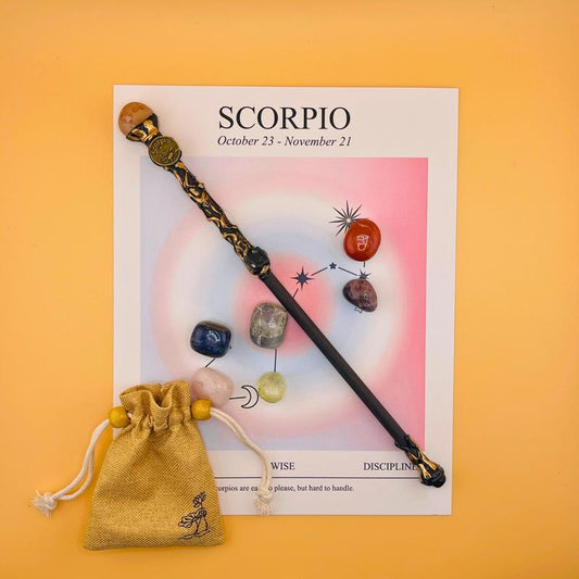 [Magic Crystal] Zodiac Crystal Magic Wand (With No Light) and Zodiac Crystal Stones Set - Handcrafted Wand & Constellation Stones - Cosplay, Magic Props, Gemstone Collection, Party Supplies, Fun Fidget Toy, Holiday Decor - Gift for Christmas, New Year