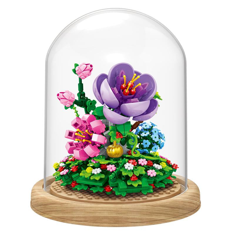 Bonsai Building Block Set - 602 Pcs Violet Building Blocks with Simulated Violet Flower, Includes Exquisite Gift Box for Home Decoration