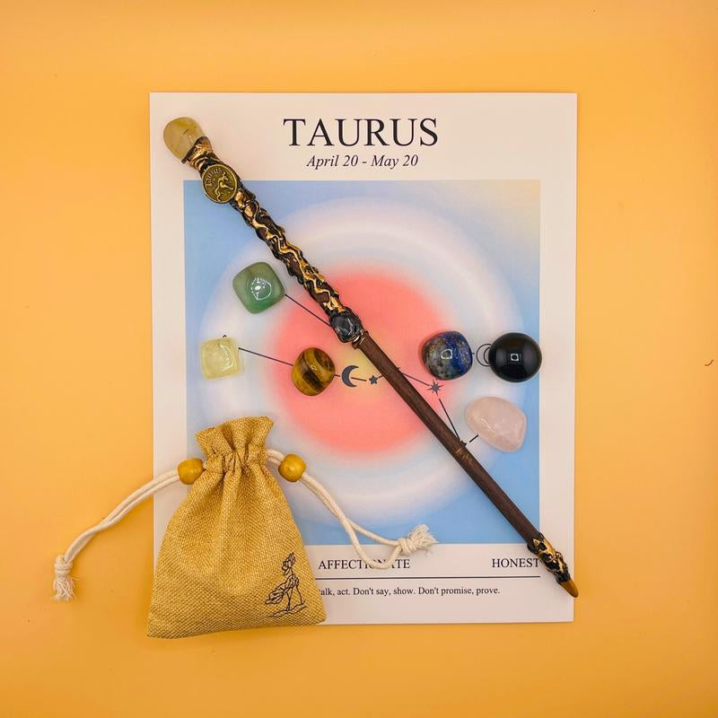 [Magic Crystal] Zodiac Crystal Magic Wand (With No Light) and Zodiac Crystal Stones Set - Handcrafted Wand & Constellation Stones - Cosplay, Magic Props, Gemstone Collection, Party Supplies, Fun Fidget Toy, Holiday Decor - Gift for Christmas, New Year