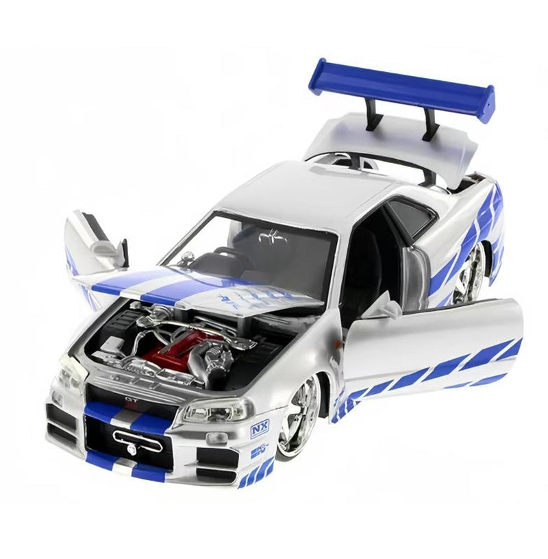 [Made to Order] Fast & Furious 1:24 Brian'S Nissan Skyline GT-R R34 Model Car Figuring Stuff for Kid, Adult